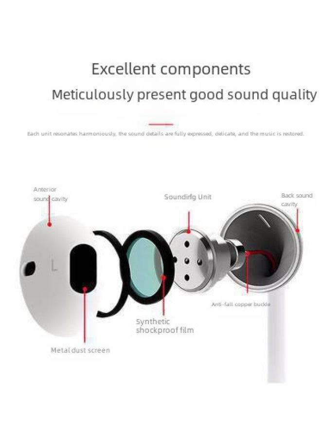 Generic - Wire General Copper Ring Wire Control Headset For Apple Samsung Huawei Xiaomi Android Mobile Game 3.5mm Headset-Color:White Universal Subwoofer Copper Ring Headset - Image 1