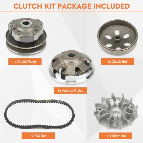 SEHNSUCHT Fit for Gy6 150cc High Performance Clutch Set, Racing Scooter Variator,Fit for Gy6 125cc/150cc, for 152QMI/157QMJ Engine Scooter ATV, Including Variator and Clutch Assembly with 743 belt - Image 2