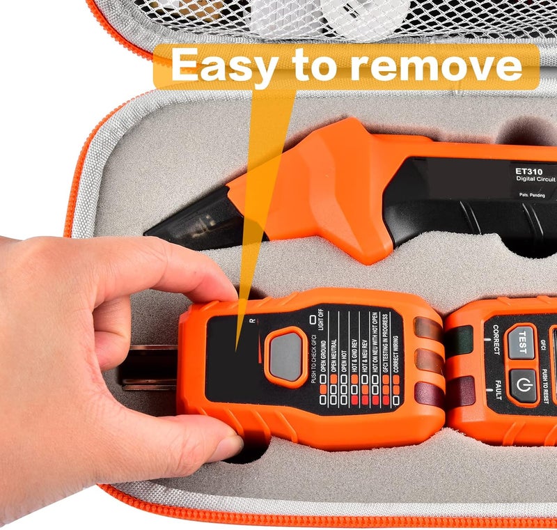ALLPRIMO Case Compatible with Klein Tools ET310 AC Circuit Breaker Finder & 80041 Outlet Repair Tool Kit & RT250 GFCI Receptacle Tester. Electrical Tools Storage Organizer Holder Bag (Box Only)-Grey - Image 3