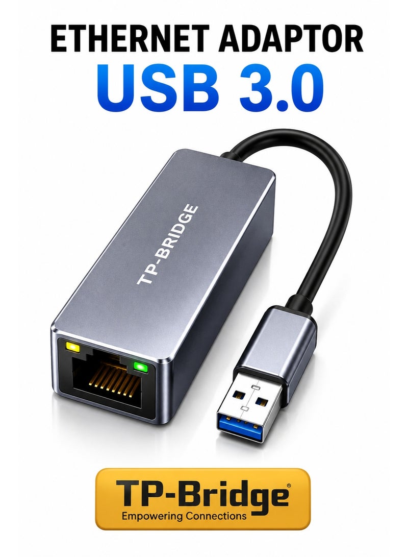 تي بي بردج محول TP-Bridge USB 3.0 إلى جيجابت إيثرنت RJ45، محول شبكة LAN لأجهزة ويندوز وماك أو إس ولينكس المزودة بمنفذ USB - Image 1