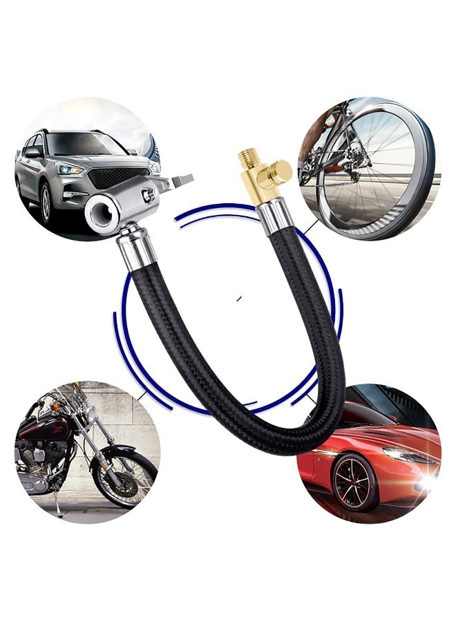 Inflator Pump Hose Adapter With Locking Air Tyre Tire Chuck, Flexible Extension Tire Valve Adaptor for Universal Cars Truck Motorcycle Bike - Image 4