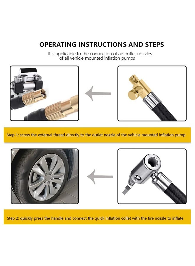 Inflator Pump Hose Adapter With Locking Air Tyre Tire Chuck, Flexible Extension Tire Valve Adaptor for Universal Cars Truck Motorcycle Bike - Image 5