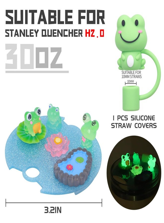 LA KEN DU Compatible with Stanley Cup Lid Accessories Charms, Charms for Stanley Cups H2.0 Accessories 30oz 40oz with Silicone Straw Cover Cap for Tumblers (Frog, 30oz) - Image 2