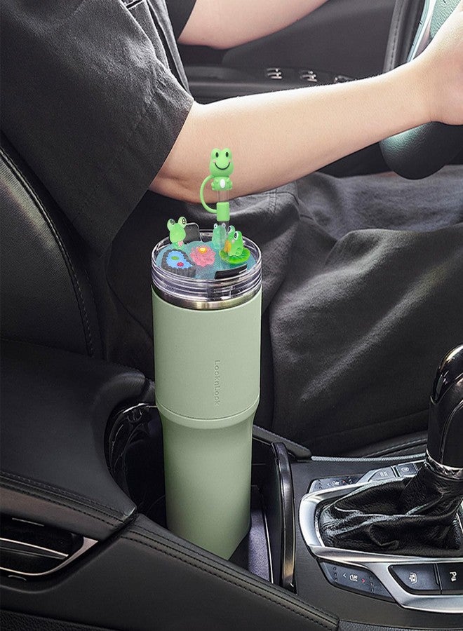 LA KEN DU Compatible with Stanley Cup Lid Accessories Charms, Charms for Stanley Cups H2.0 Accessories 30oz 40oz with Silicone Straw Cover Cap for Tumblers (Frog, 30oz) - Image 3