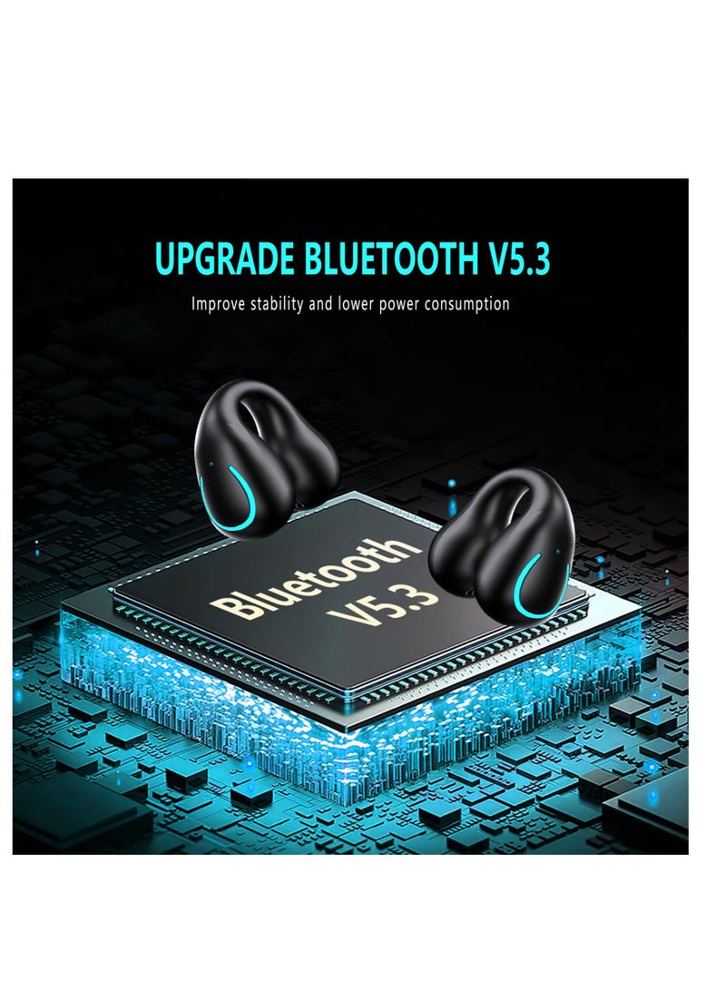 SOLARAE Wireless Open Ear Sport Headphones, Ear Clip Wireless Earbuds with Digital Display Charging, Air Conduction Bluetooth Headset, With Bluetooth 5.3, for Cycling, Running, Workout, Driving (Black) - Image 4