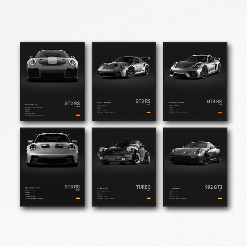Dujoi 911 GT3RS Poster Car Posters Racing Car Canvas Wall Art Vintage Super Car Poster For Boy's Bedroom Aesthetic (Unframed 8x12 Inch) - Image 1