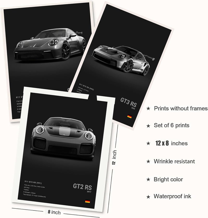 Dujoi 911 GT3RS Poster Car Posters Racing Car Canvas Wall Art Vintage Super Car Poster For Boy's Bedroom Aesthetic (Unframed 8x12 Inch) - Image 5