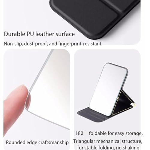 FLAVION Travel Mini Makeup Mirror(11x 7cm),Portable Folding Mirrorwith Stand,Light Weight and Slim Design for Purse,Use Anywhere,Easy Portability,Fits in Purse,Bag,Pocket (Green, Pack of 1) - Image 5