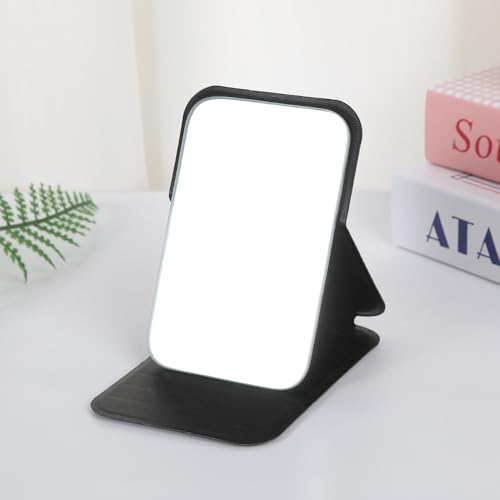 FLAVION Travel Mini Makeup Mirror(11x 7cm),Portable Folding Mirrorwith Stand,Light Weight and Slim Design for Purse,Use Anywhere,Easy Portability,Fits in Purse,Bag,Pocket (Green, Pack of 1) - Image 1