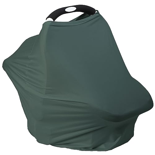 MeetJoy Breathable Car Seat Cover for Babies – Multi-Purpose Soft Rayon Nursing Cover for Breastfeeding, High Stretchy Infant Carseat Canopy, Stroller Cover (Smooth Rayon, Roman Green) - Image 1