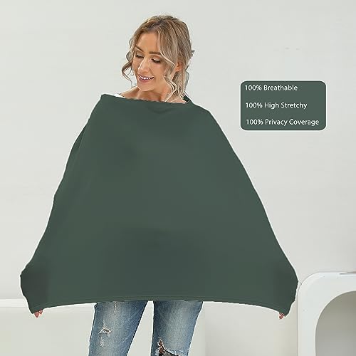 MeetJoy Breathable Car Seat Cover for Babies – Multi-Purpose Soft Rayon Nursing Cover for Breastfeeding, High Stretchy Infant Carseat Canopy, Stroller Cover (Smooth Rayon, Roman Green) - Image 3