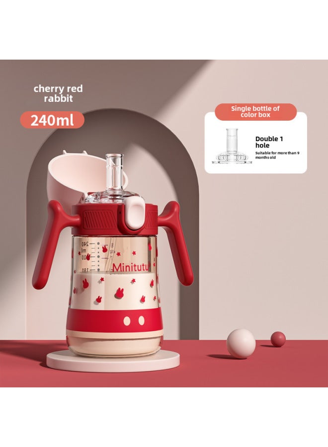 ميني توت - كوب أطفال واسع الفوهة من مادة PPSU، حساس للحرارة، مقاوم للسقوط، مقاوم لدرجات الحرارة العالية، مزود بقشة شرب، كوب ماء للشرب