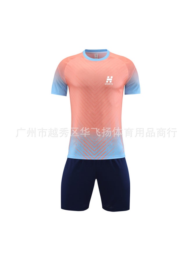 High Quality Football Suit Short Sleeve Adult Children Football Training Suit Student Game Football Suit Peach Color