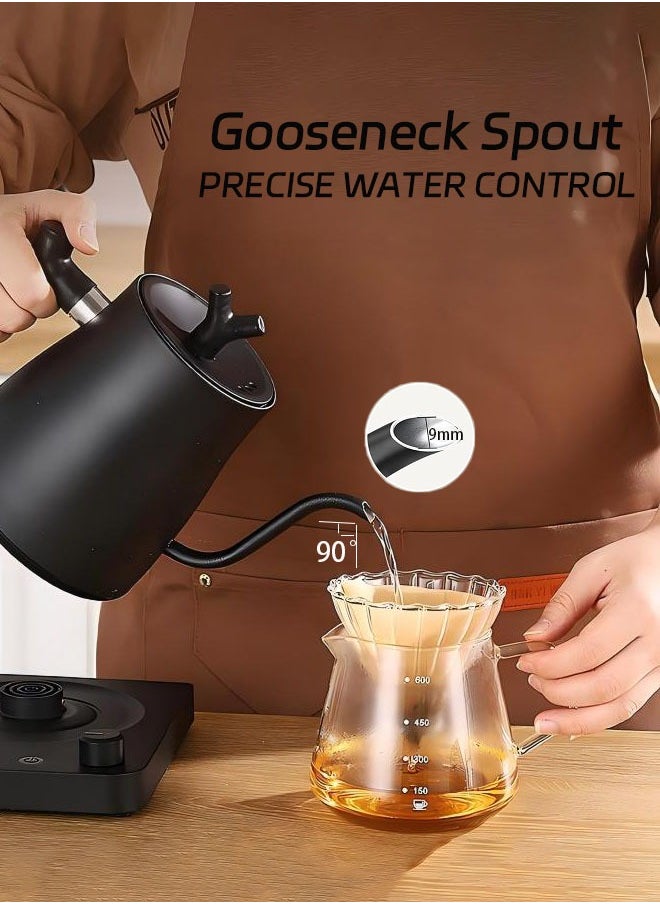 PAKCHOICE Electric Gooseneck Kettle 304 Stainless Steel Electric Water Kettle Coffee Kettle with Temperature Control Constant Temperature Auto Shut Off 1000W Quick Heating 1L  - Image 4