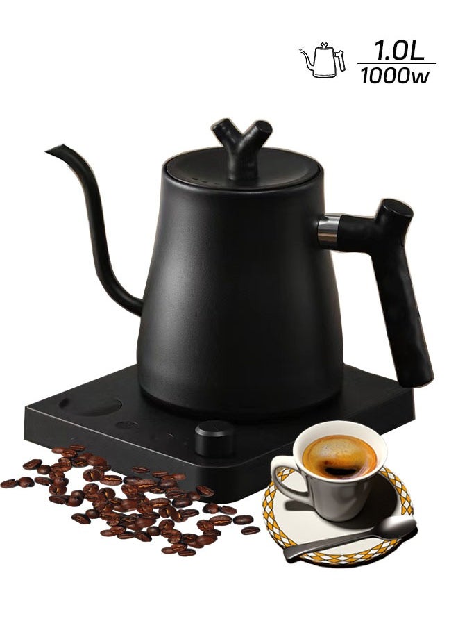 PAKCHOICE Electric Gooseneck Kettle 304 Stainless Steel Electric Water Kettle Coffee Kettle with Temperature Control Constant Temperature Auto Shut Off 1000W Quick Heating 1L  - Image 1