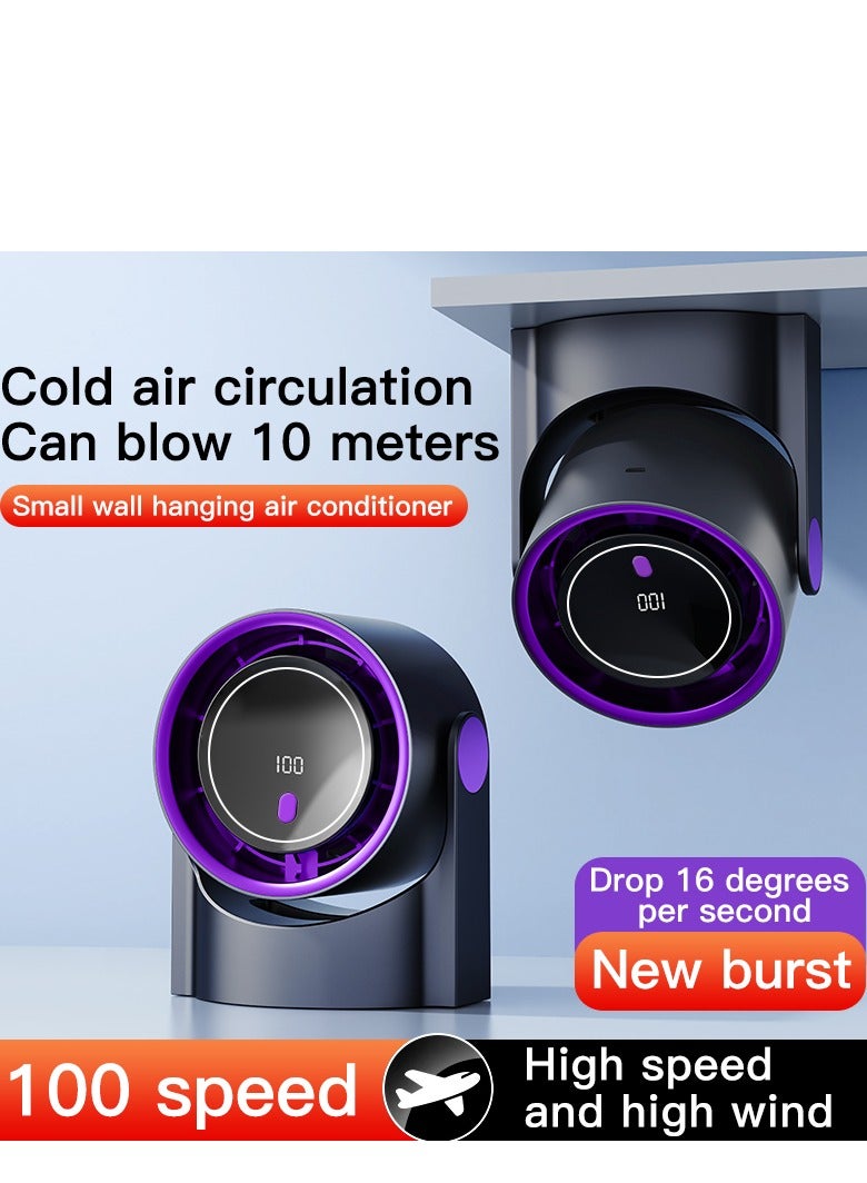Table Fans, turbofan, Quiet Wall-Mounted Desk Fan, Digital Display Rechargeable USB Fan, 115°Tilt, 100 Speeds, Long Lasting Power, Portable Fan for Home Office Kitchen Travel Camping  - Image 3