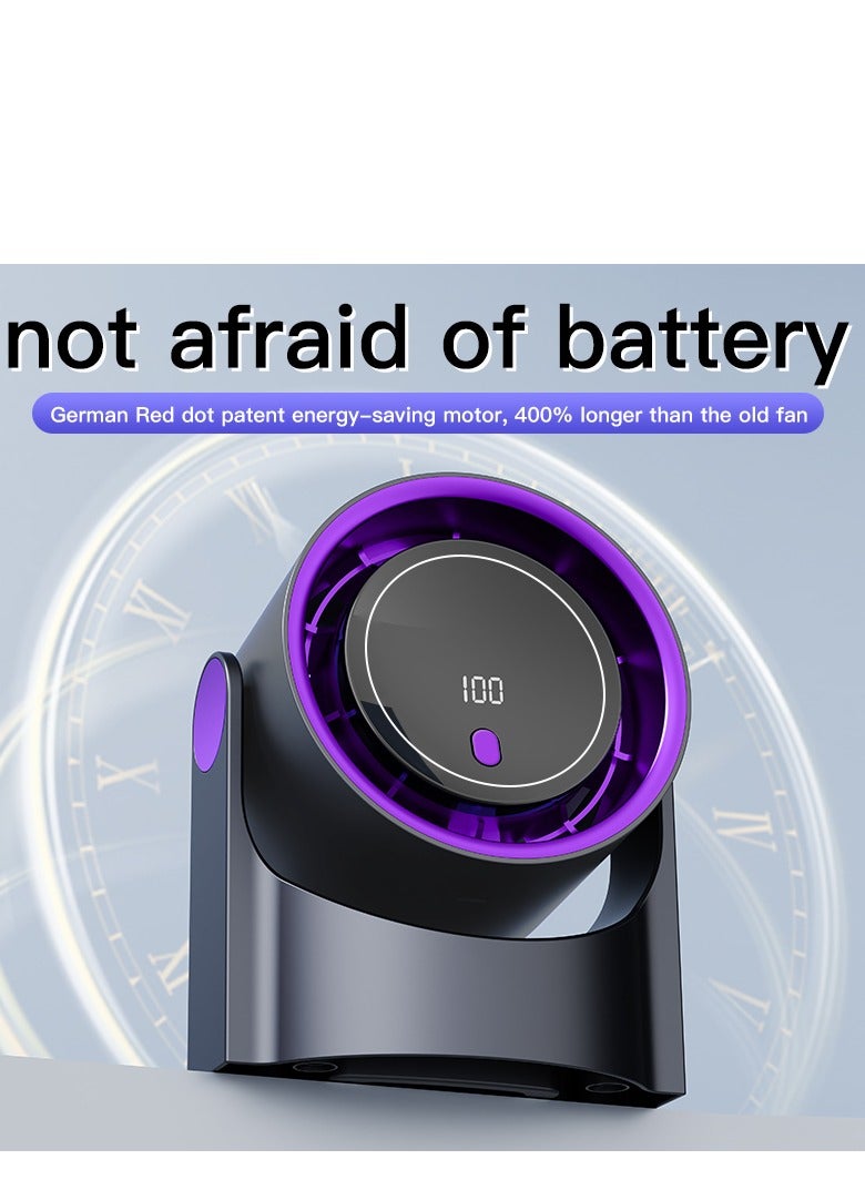 Table Fans, turbofan, Quiet Wall-Mounted Desk Fan, Digital Display Rechargeable USB Fan, 115°Tilt, 100 Speeds, Long Lasting Power, Portable Fan for Home Office Kitchen Travel Camping  - Image 4