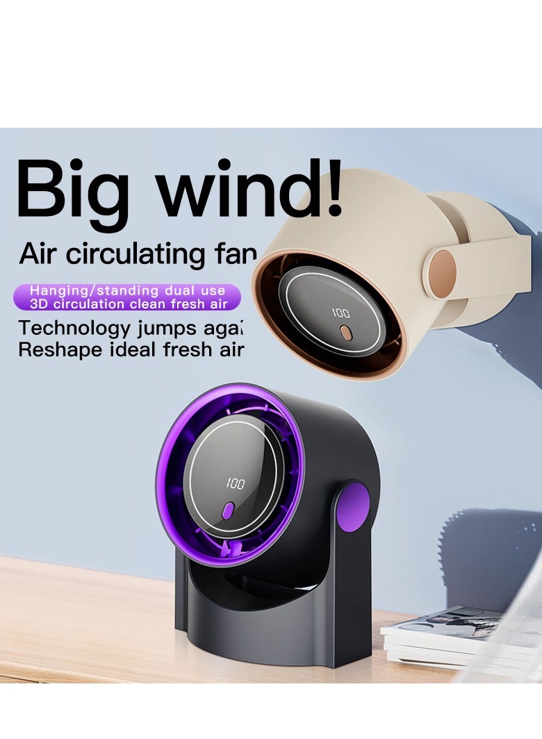 Table Fans, turbofan, Quiet Wall-Mounted Desk Fan, Digital Display Rechargeable USB Fan, 115°Tilt, 100 Speeds, Long Lasting Power, Portable Fan for Home Office Kitchen Travel Camping