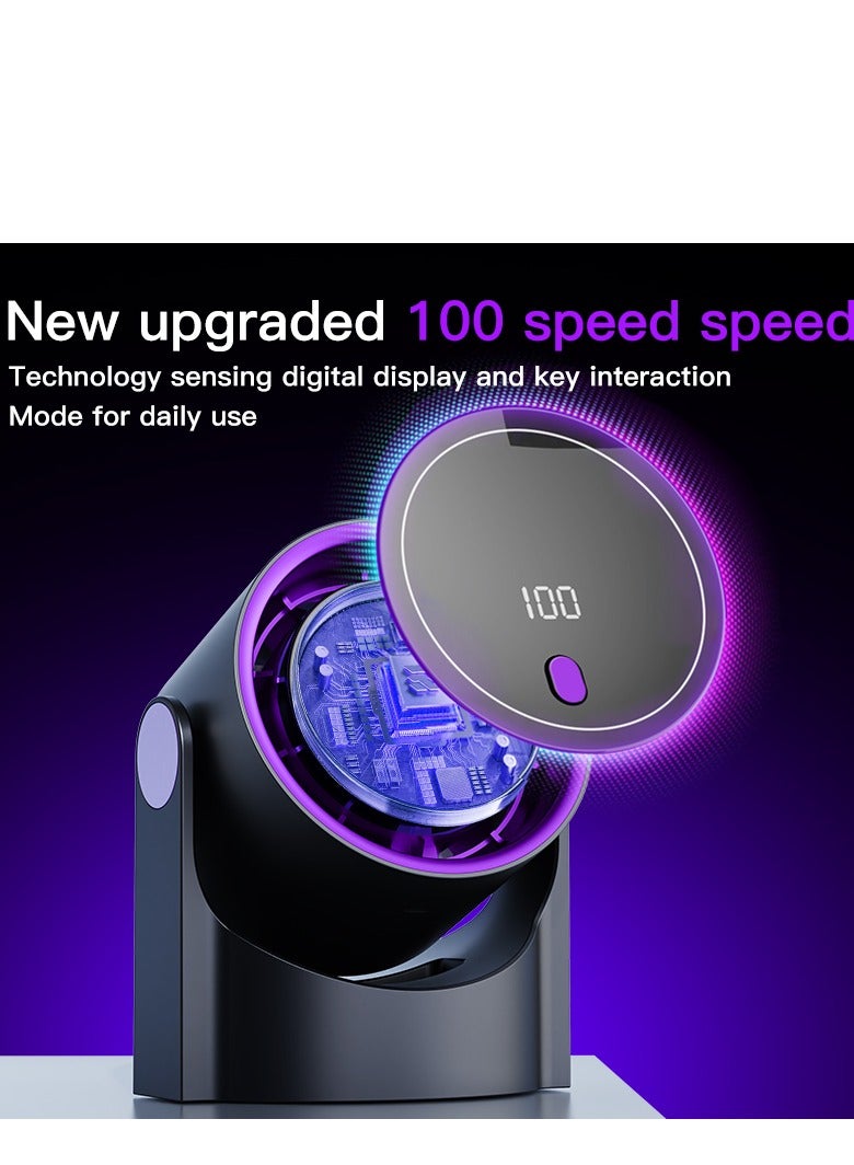 Table Fans, turbofan, Quiet Wall-Mounted Desk Fan, Digital Display Rechargeable USB Fan, 115°Tilt, 100 Speeds, Long Lasting Power, Portable Fan for Home Office Kitchen Travel Camping
