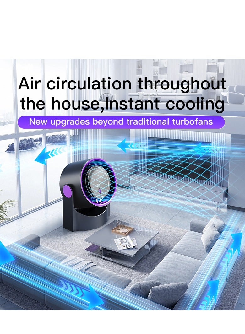 Table Fans, turbofan, Quiet Wall-Mounted Desk Fan, Digital Display Rechargeable USB Fan, 115°Tilt, 100 Speeds, Long Lasting Power, Portable Fan for Home Office Kitchen Travel Camping