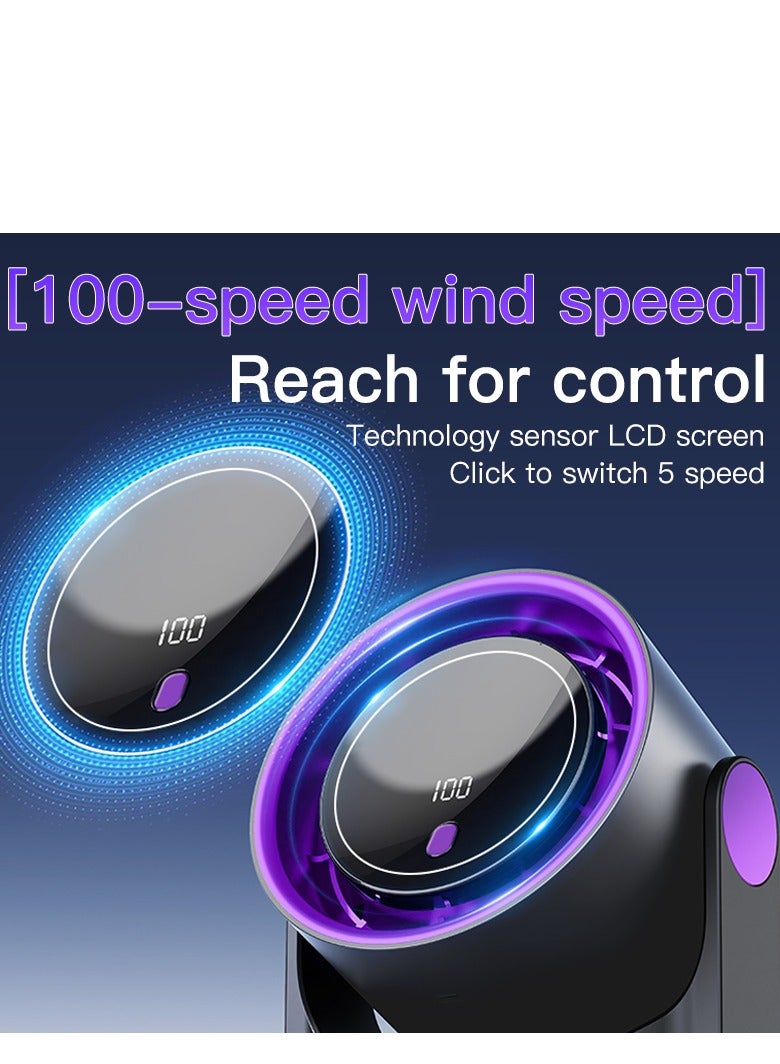 Table Fans, turbofan, Quiet Wall-Mounted Desk Fan, Digital Display Rechargeable USB Fan, 115°Tilt, 100 Speeds, Long Lasting Power, Portable Fan for Home Office Kitchen Travel Camping