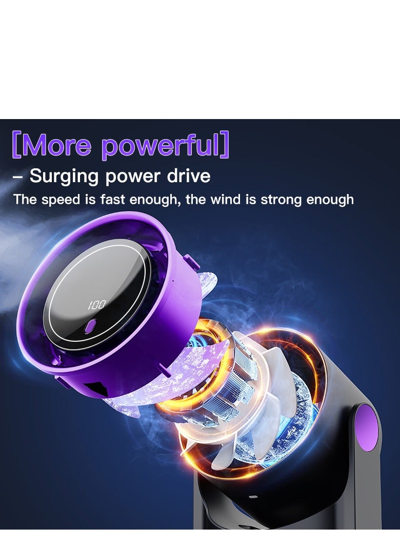 Table Fans, turbofan, Quiet Wall-Mounted Desk Fan, Digital Display Rechargeable USB Fan, 115°Tilt, 100 Speeds, Long Lasting Power, Portable Fan for Home Office Kitchen Travel Camping