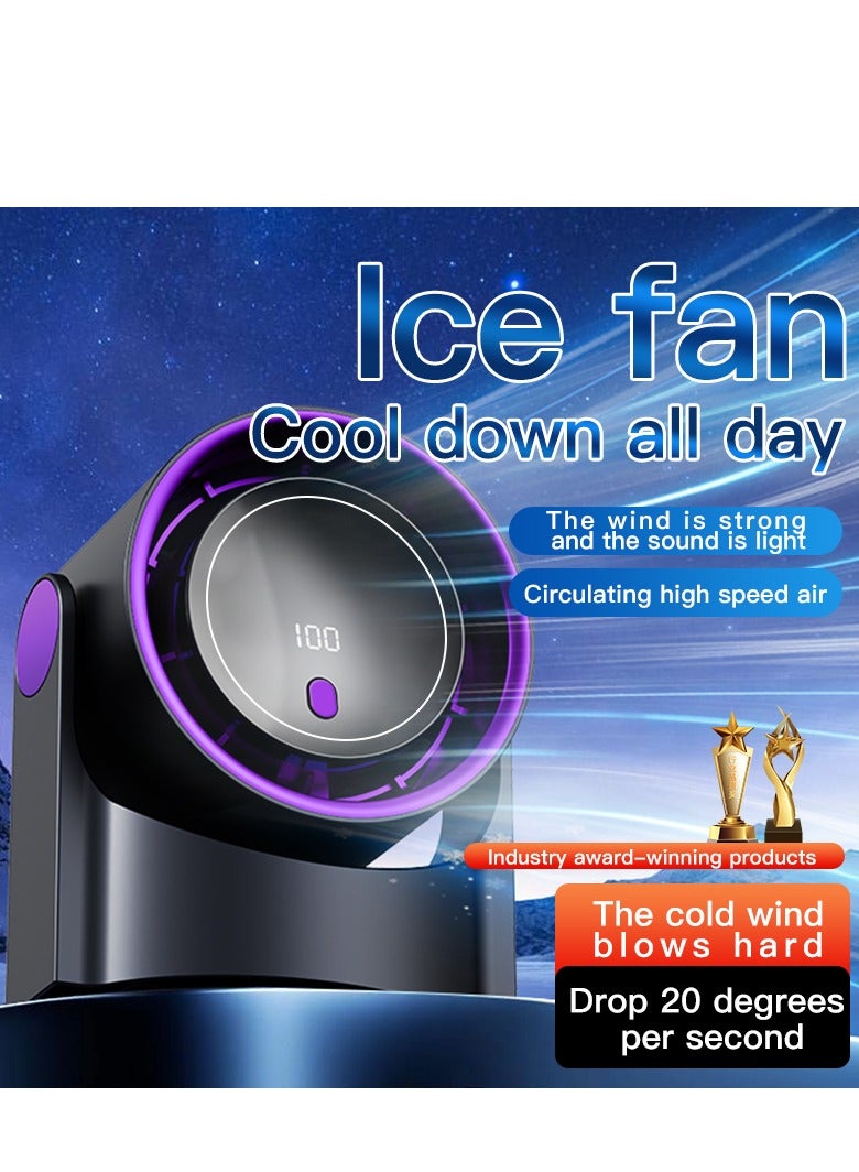 Table Fans, turbofan, Quiet Wall-Mounted Desk Fan, Digital Display Rechargeable USB Fan, 115°Tilt, 100 Speeds, Long Lasting Power, Portable Fan for Home Office Kitchen Travel Camping