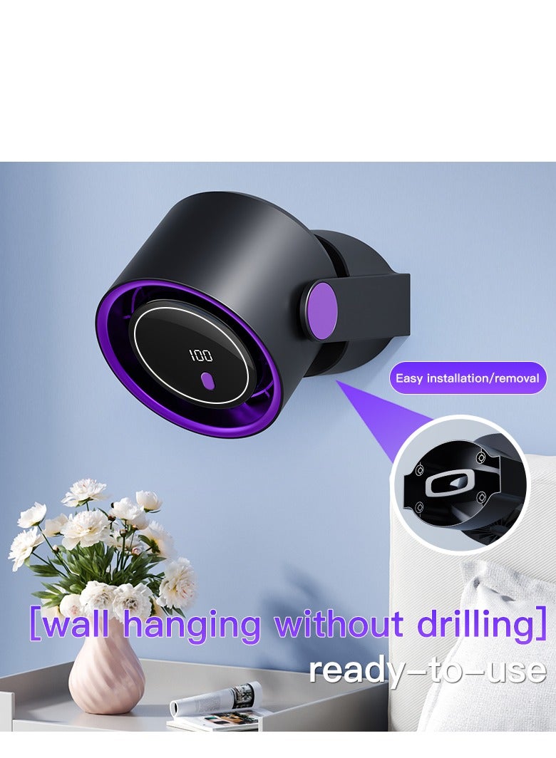 Table Fans, turbofan, Quiet Wall-Mounted Desk Fan, Digital Display Rechargeable USB Fan, 115°Tilt, 100 Speeds, Long Lasting Power, Portable Fan for Home Office Kitchen Travel Camping