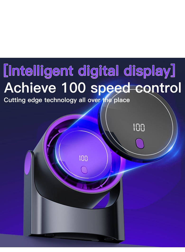 Table Fans, turbofan, Quiet Wall-Mounted Desk Fan, Digital Display Rechargeable USB Fan, 115°Tilt, 100 Speeds, Long Lasting Power, Portable Fan for Home Office Kitchen Travel Camping