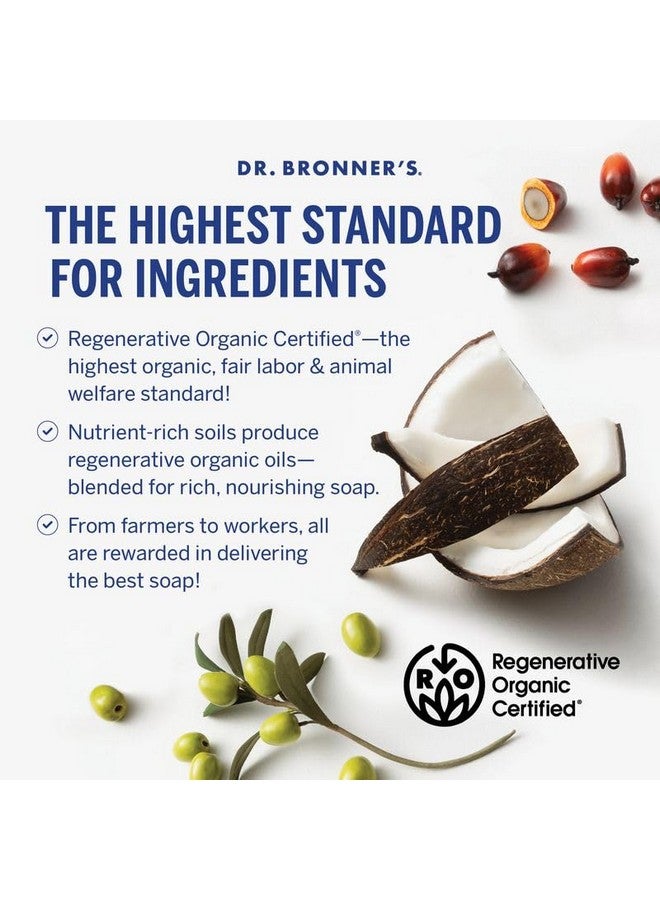 دكتور برونرز زجاجة صابون سائل بيور-كاستيل من دكتور برونر مع عبوة إعادة تعبئة - مصنوعة من زيوت عضوية متجددة معتمدة، بلاستيك أقل بنسبة 82% - 18 استخدامًا في 1 للوجه، وغسول الجسم، وصابون اليدين - بنكهة النعناع، 32 أونصة - Image 3