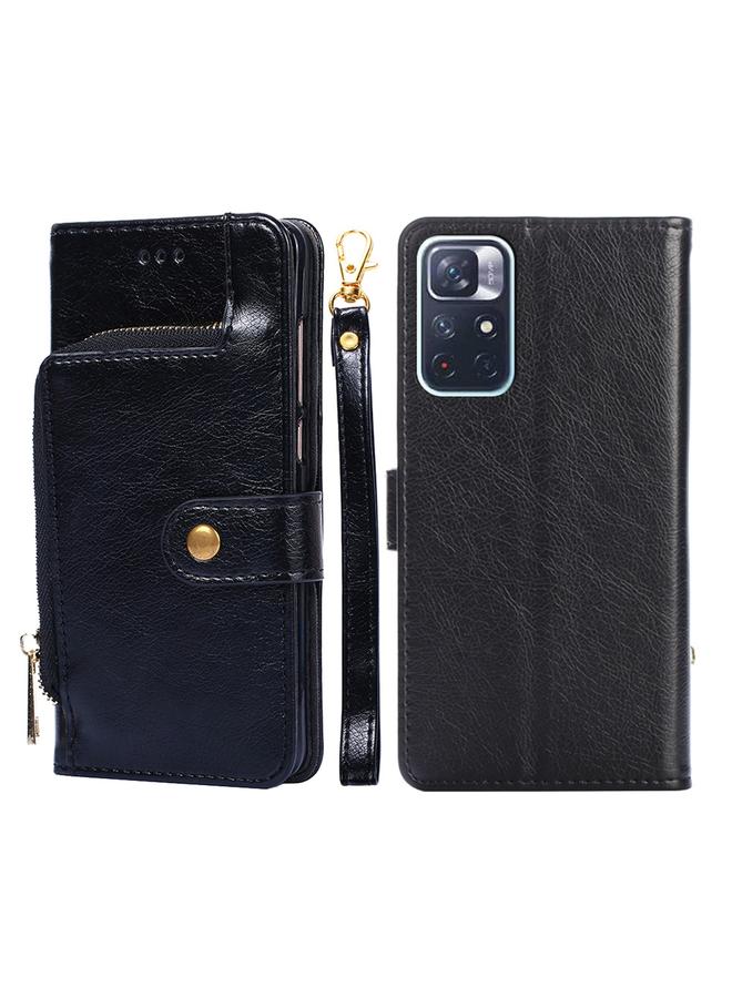 The Bros Case For Xiaomi Redmi Note 11 5G/Xiaomi Poco M4 Pro 5G Zipper Bag PU + TPU Horizontal Flip Leather Phone Case