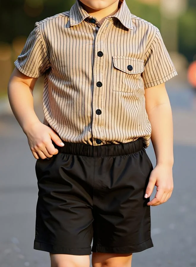 Take Two  Boys Striped Short Sleeve Shirt And Shorts Set for Men | Best Price UAE