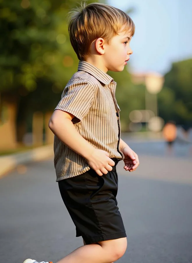 Take Two  Boys Striped Short Sleeve Shirt And Shorts Set for Men | Best Price UAE