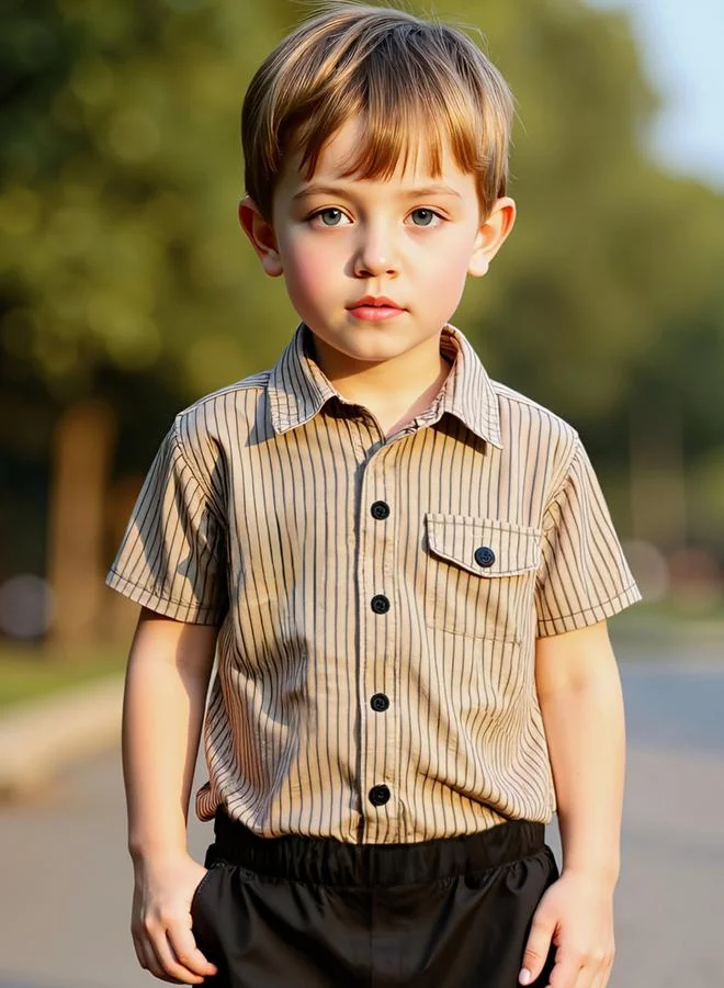 Take Two  Boys Striped Short Sleeve Shirt And Shorts Set for Men | Best Price UAE