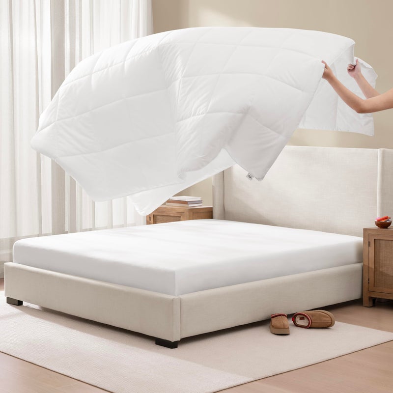 UGG Danielle Comforter Duvet Insert Cooling Lightweight Down Alternative Hypoallergenic Washable Quilted Fluffy Comforter Blanket Corner Tabs for Duvet Cover, King/California King, Bright White - Image 2