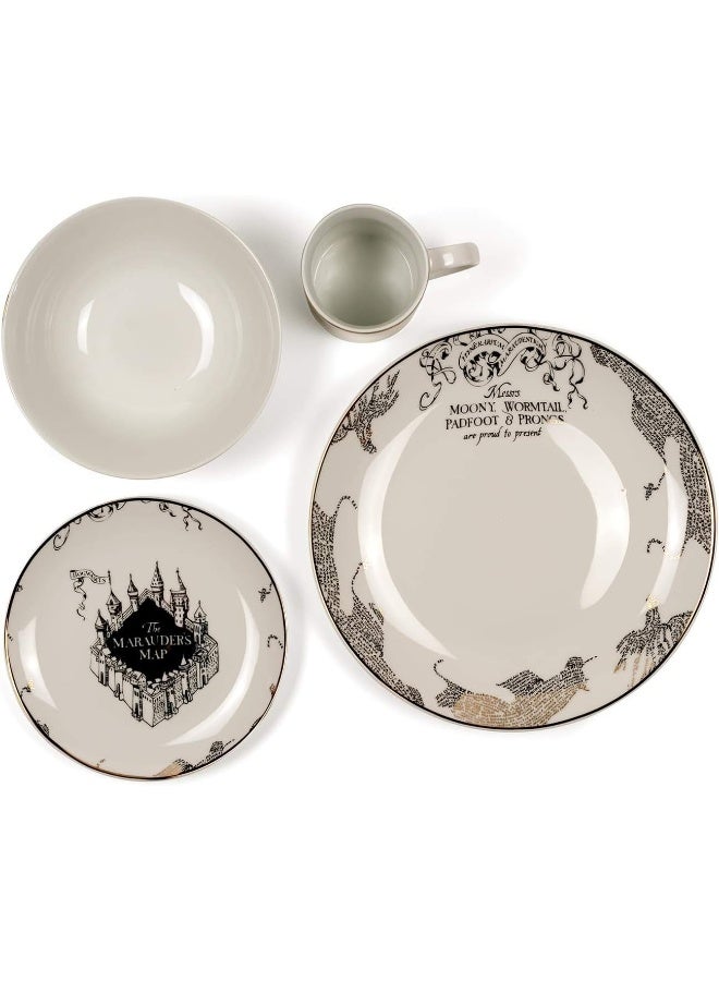 Harry Potter Marauders Map Porcelain 4 Piece Place Setting - Image 1
