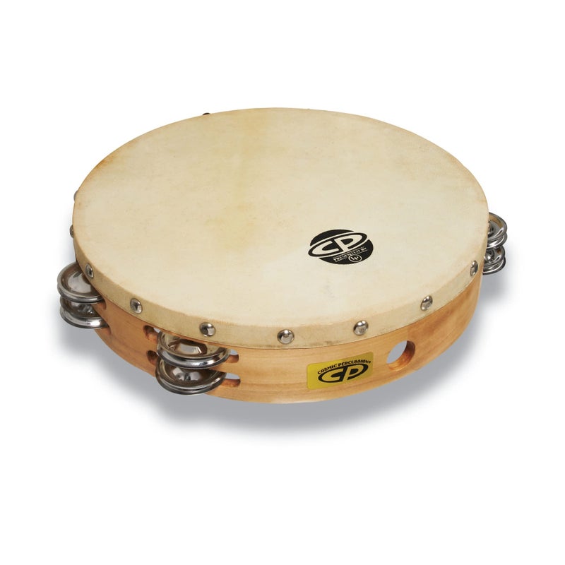 Latin Percussion CP380 طنبور خشبي 10 بوصة، مزود برأس، صف مزدوج من الجنجلز - Image 1
