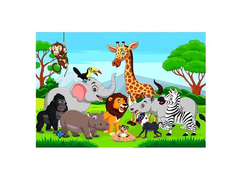 My D SQUARE Cartoon Poster Beautiful Animals Wall Paper for Kids School Living Room Bedroom Size 60 x 90 Cm Self Adhesive Vinyl