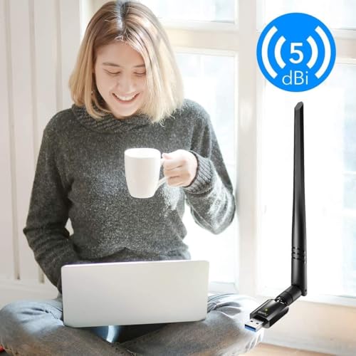 Madhabi USB WiFi Adapter with Antenna – Dual Band 1200Mbps Wireless Network Card for Desktop PC & Laptop | 2.4GHz/5GHz 802.11ac High-Speed Internet Dongle | Windows Compatible – Black - Image 4