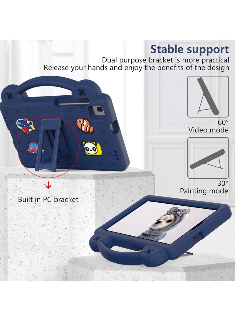 Case Fit Samsung Galaxy Tab A7 Lite 8.7-Inch 2021 (SM-T225/T220/T227), DIY Cartoon Pattern, EVA Shockproof Cute Kids Cover with Screen Protector/Handle/Stand/Shoulder Strap, Navy Blue - Image 4