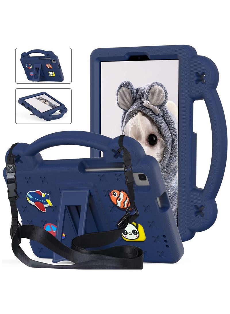 Case Fit Samsung Galaxy Tab A7 Lite 8.7-Inch 2021 (SM-T225/T220/T227), DIY Cartoon Pattern, EVA Shockproof Cute Kids Cover with Screen Protector/Handle/Stand/Shoulder Strap, Navy Blue - Image 1