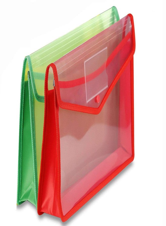 GreatDio Transparent Poly-Plastic A4 Documents File Storage Bag Envelope Folder with Snap Button - Set of 2 - Image 1