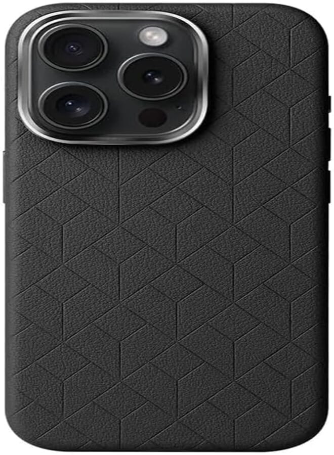 Next Store Compatible with iPhone 14 Pro Max Luxury PU Leather Phone Case with Metal Camera Protection Shockproof Anti-Scratch Anti-Fingerprint Stylish Stylish Design for Women Men (Black)