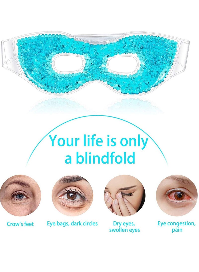 SYOSI قناع جل للعين مع ثقوب للعين، كمادات ساخنة وباردة لعلاج العين، قناع تبريد للعين لعلاج انتفاخ العين وجفاف العين والصداع النصفي والهالات السوداء والجيوب الأنفية، قناع وجه للعين قابل لإعادة الاستخدام - Image 5