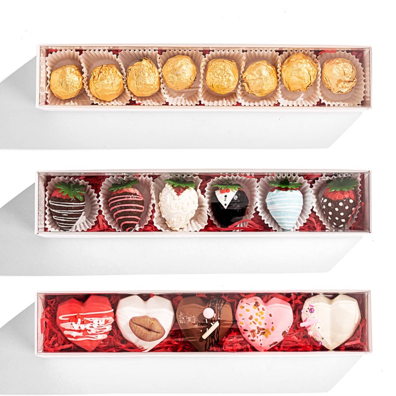 RomanticBaking 50 Pack Long Strawberry Boxes Macaron boxes Truffle Boxes Cocoa Bombs Boxes Cookies boxes Bakery Boxes(12x2 2Â¼x2 Inches) - Image 4