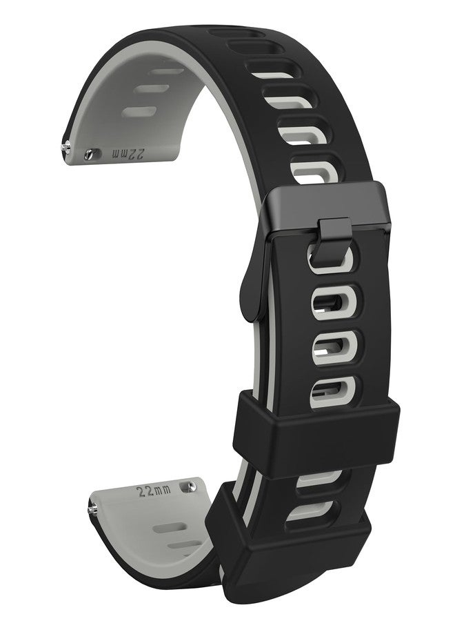 Meliya Veryfit Smart Watch Bands for IDW13 IDW16 IDW19 IDW26 IDW28 Smartwatch, Soft Silicone Rubber Sport Watch Strap for Veryfit (Grey/Black) - Image 1