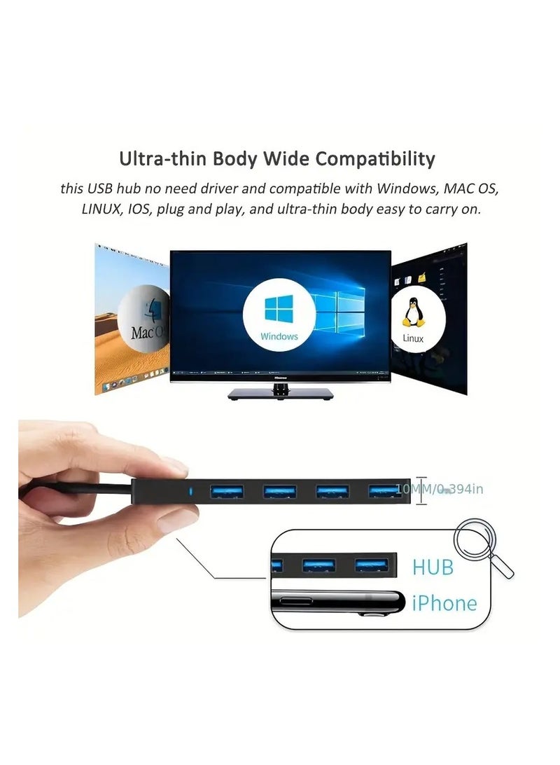USB 3.0 Hub 4-Port Splitter for Laptop Xbox Flash Drive HDD Console Printer Camera Keyboard Mouse  - Image 4