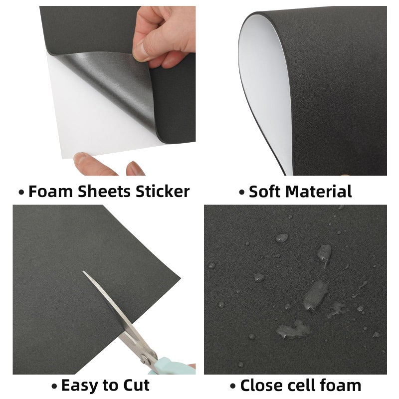 MEARCOOH Self Adhesive Foam Sheets, Black 9x12 Inch 2mm Sticky Eva Foam Paper for Crafts Cardmaking Photo Frames Classroom Scrapbooking Christmas Crafts (Black 10 Sheets) - Image 4