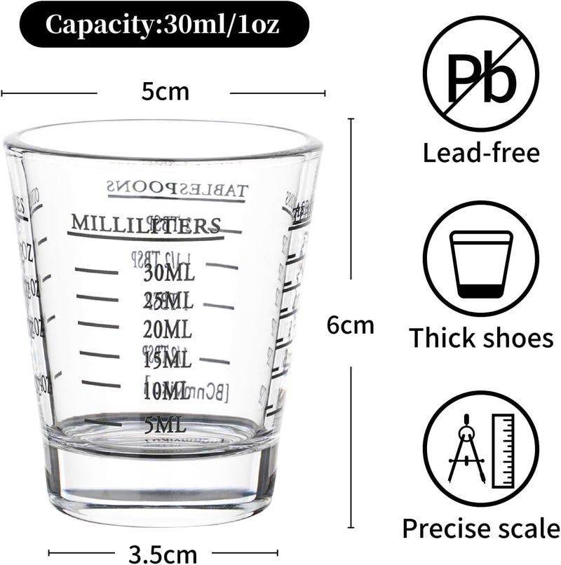 BCnmviku Shot Glasses Measuring cup Espresso Shot Glass Liquid Heavy Glass Wine Glass 2 Pack 26-Incremental Measurement 1oz, 6 Tsp, 2 Tbs, 30ml (Black and Red) - Image 4