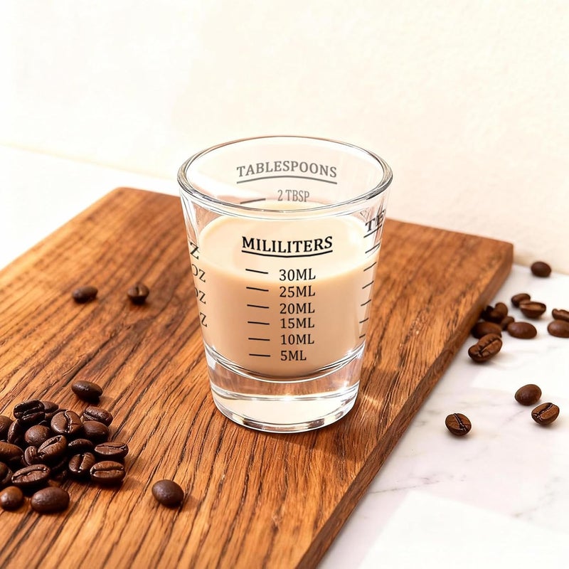 BCnmviku Shot Glasses Measuring cup Espresso Shot Glass Liquid Heavy Glass Wine Glass 2 Pack 26-Incremental Measurement 1oz, 6 Tsp, 2 Tbs, 30ml (Black and Red) - Image 3